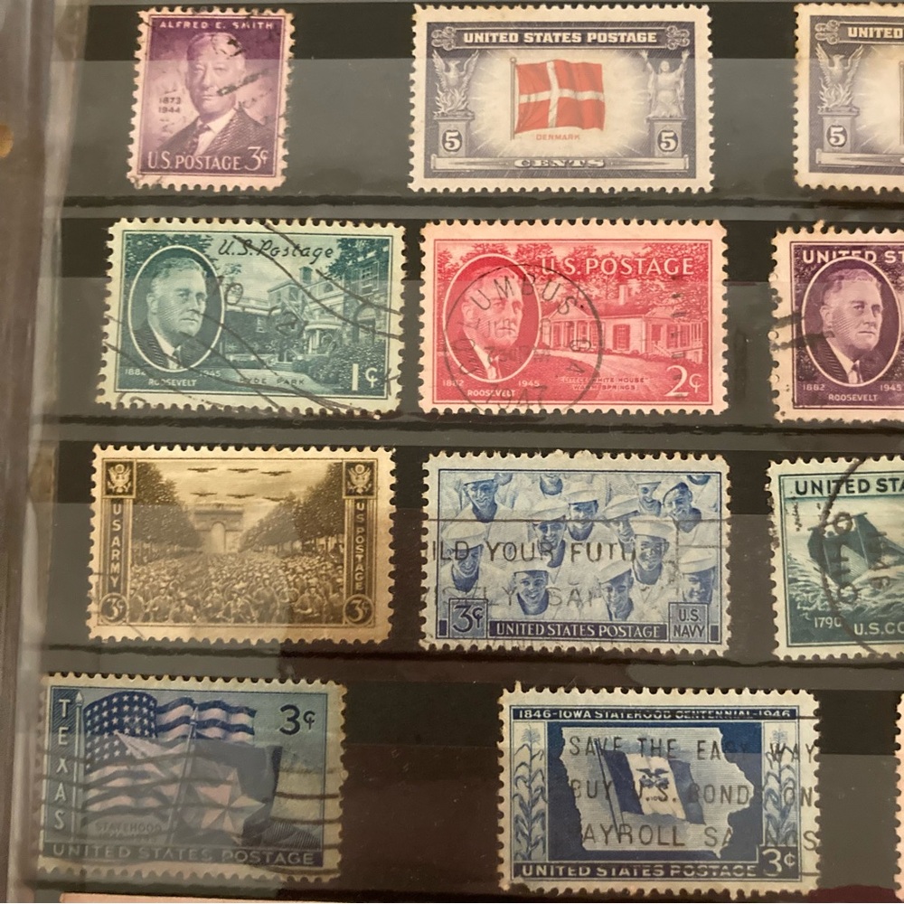 1940s Vintage Stamp Collection Page Ephemera US Stamps WWII Collectibles - Picture 7 of 15